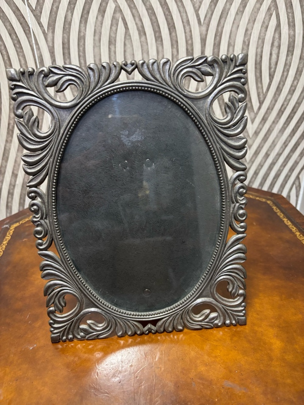 Vintage Victorian ornate pewter picture frame 11 by 8 1/2 inches